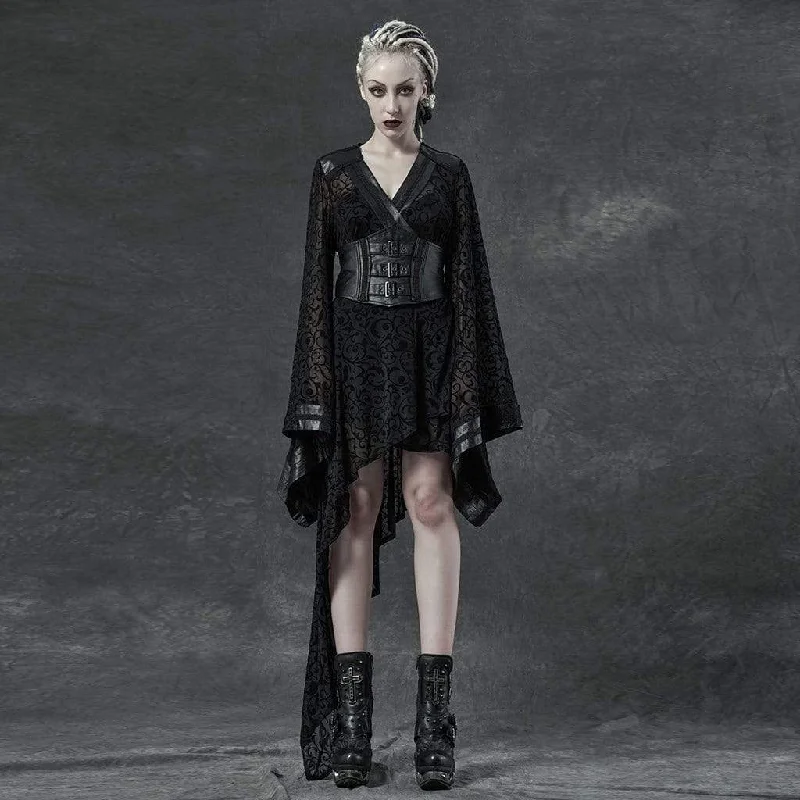 Simple Casual Feeling Simple Casual Feeling Women's Gothic Lace Sheer Irregular Dresses With Girdle