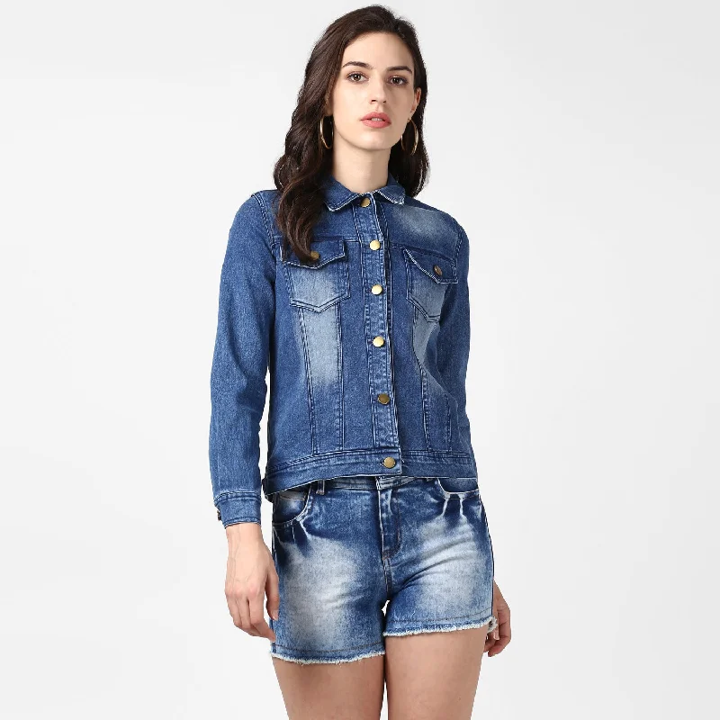 Elegant And Generous Elegant And Generous Women's Hand Painted Denim Jacket -Zap - StyleStone Elegant And Generous Elegant And Generous Women's Hand Painted Denim Jacket -Zap - StyleStone