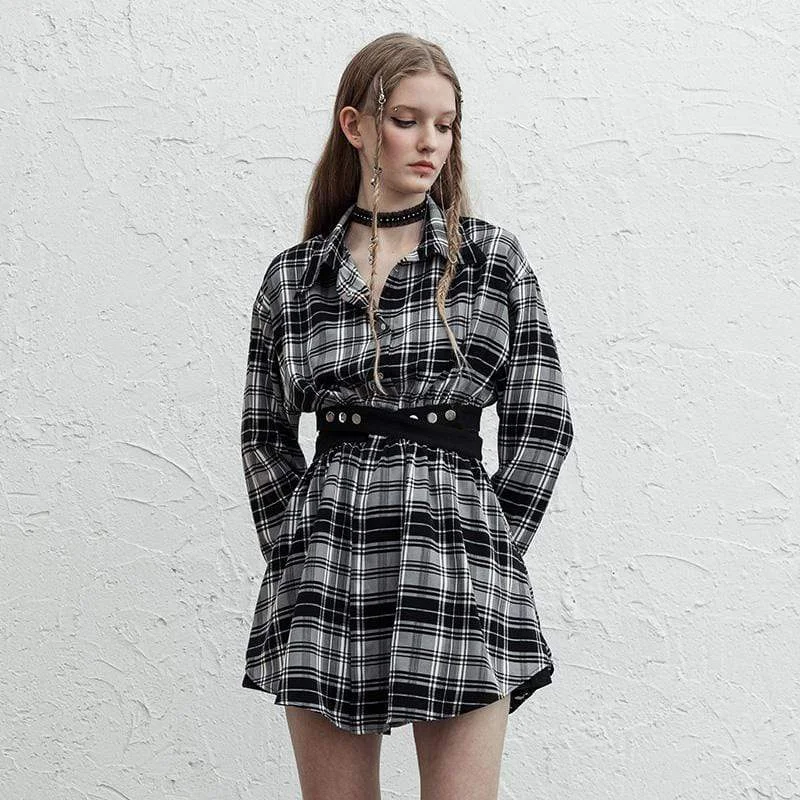 Personalized Contrast Design Personalized Contrast Design Women's Grunge Long Sleeved Shirt Dresses Two Ways To Wear Personalized Contrast Design Personalized Contrast Design Women's Grunge Long Sleeved Shirt Dresses Two Ways To Wear
