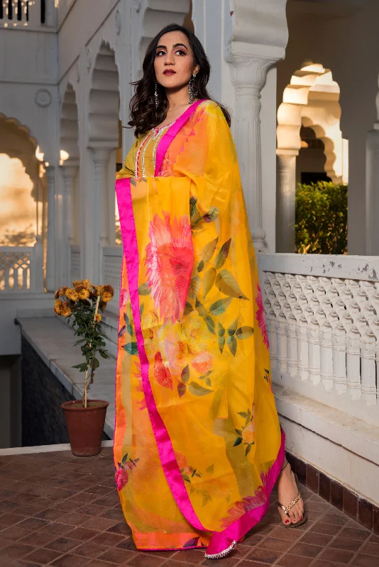 Simple And Color Simple And Color Women's Yellow Cotton Silk Kurta Set - Pomcha Jaipur Simple And Color Simple And Color Women's Yellow Cotton Silk Kurta Set - Pomcha Jaipur