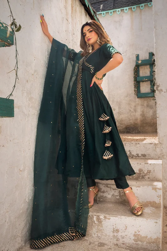 Trendy Clothing Trendy Clothing Women's poppy green pure cotton silk angrakha set - Pomcha Jaipur Trendy Clothing Trendy Clothing Women's poppy green pure cotton silk angrakha set - Pomcha Jaipur