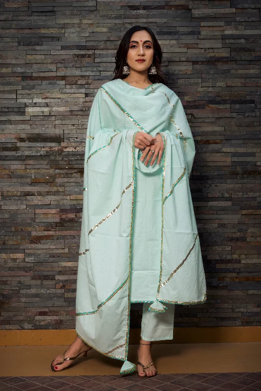 Chic Style Chic Style Women's Celeste Blue Pure Cotton Straight Kurta - Pomcha Jaipur Chic Style Chic Style Women's Celeste Blue Pure Cotton Straight Kurta - Pomcha Jaipur