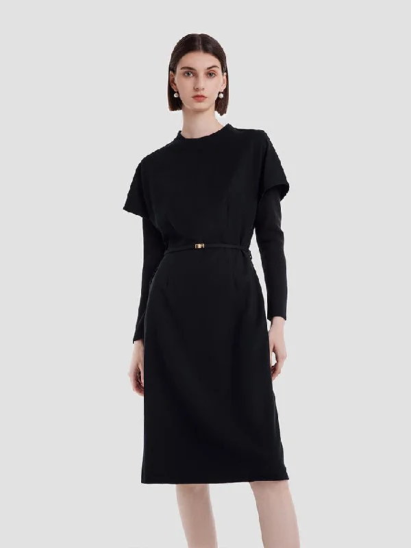 Simple And Color Simple And Color Cashmere And Woolen Double-Layer Pieces Midi Dress Simple And Color Simple And Color Cashmere And Woolen Double-Layer Pieces Midi Dress