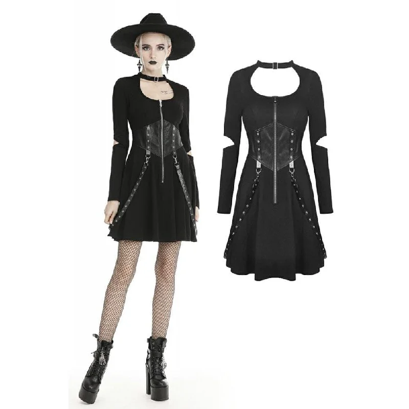 Elegant And Noble Style Elegant And Noble Style Women's Gothic Ripped Sleeve Cutout Dresses With Chain Elegant And Noble Style Elegant And Noble Style Women's Gothic Ripped Sleeve Cutout Dresses With Chain