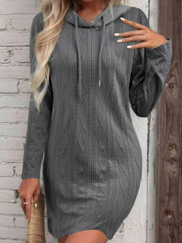Minimalism Minimalism Drawstring Hooded Sweater Dress