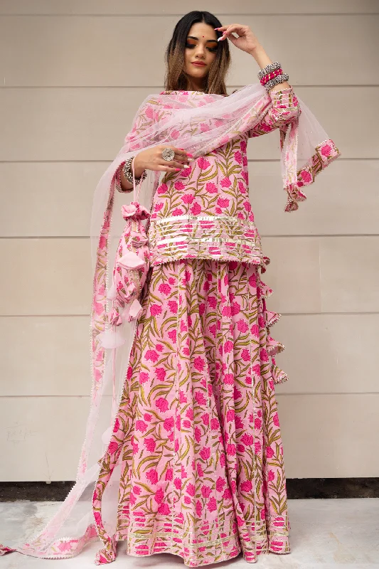 Simple Fashion Simple Fashion Women's Tulsi Pink Cotton Hand Block Skirt Set - Pomcha Jaipur Simple Fashion Simple Fashion Women's Tulsi Pink Cotton Hand Block Skirt Set - Pomcha Jaipur