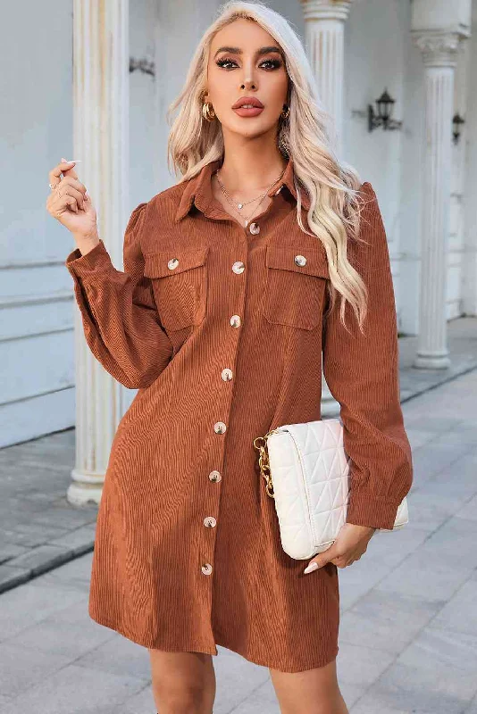 Casual Summer Style Casual Summer Style Button Down Puff Sleeve Dress