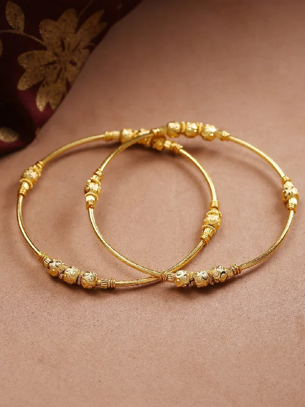 Personalized Graphic Design Personalized Graphic Design Women's Gold-Toned Beaded Designed Traditional Bangles Set Of 2 - Priyaasi Personalized Graphic Design Personalized Graphic Design Women's Gold-Toned Beaded Designed Traditional Bangles Set Of 2 - Priyaasi