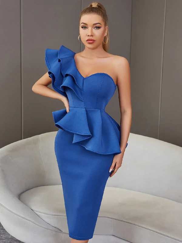 Romantic Skirt Design Romantic Skirt Design One Shoulder Butterfly Ruffles Midi Dress Romantic Skirt Design Romantic Skirt Design One Shoulder Butterfly Ruffles Midi Dress