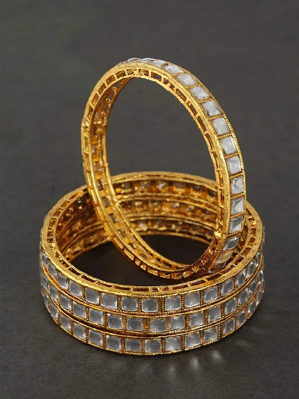 Romantic Tulle Skirt Romantic Tulle Skirt Women's Set of 4 Gold-Plated Kundan Studded Bangles - Priyaasi Romantic Tulle Skirt Romantic Tulle Skirt Women's Set of 4 Gold-Plated Kundan Studded Bangles - Priyaasi