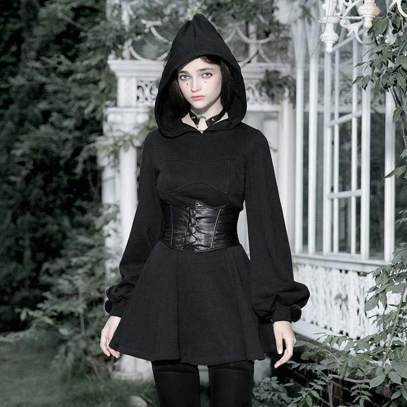 Soft Vintage Streetwear Soft Vintage Streetwear Women's Gothic Long Sleeved Witch Hood Dresses Soft Vintage Streetwear Soft Vintage Streetwear Women's Gothic Long Sleeved Witch Hood Dresses