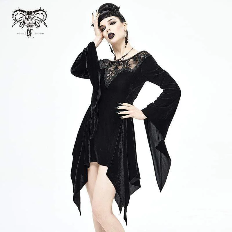 Personalized Creativity Personalized Creativity Women's Gothic Irregular Floral Embroidered Black Wedding Dress Personalized Creativity Personalized Creativity Women's Gothic Irregular Floral Embroidered Black Wedding Dress
