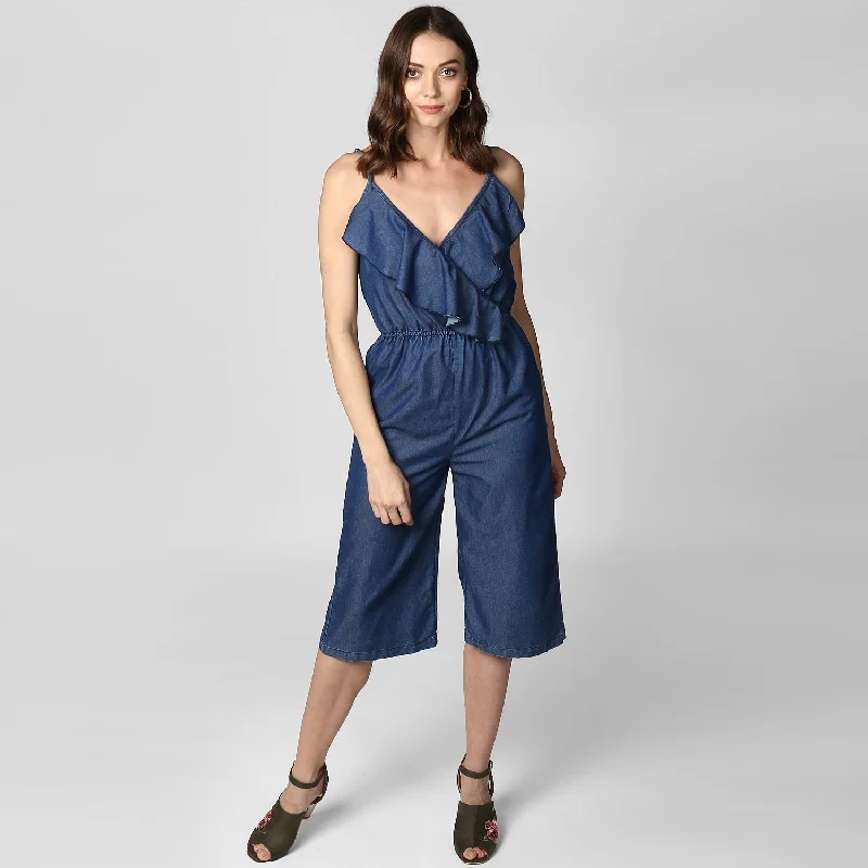 Elegant Slim Skirt Elegant Slim Skirt Women's Denim 3/4th Length Jumpsuit - StyleStone Elegant Slim Skirt Elegant Slim Skirt Women's Denim 3/4th Length Jumpsuit - StyleStone