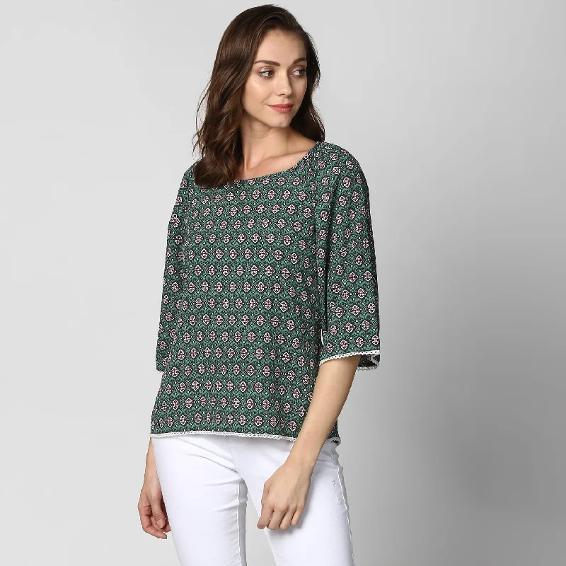 Elegant And Unique Charm Elegant And Unique Charm Women's Green Printed Polyester Top - StyleStone Elegant And Unique Charm Elegant And Unique Charm Women's Green Printed Polyester Top - StyleStone