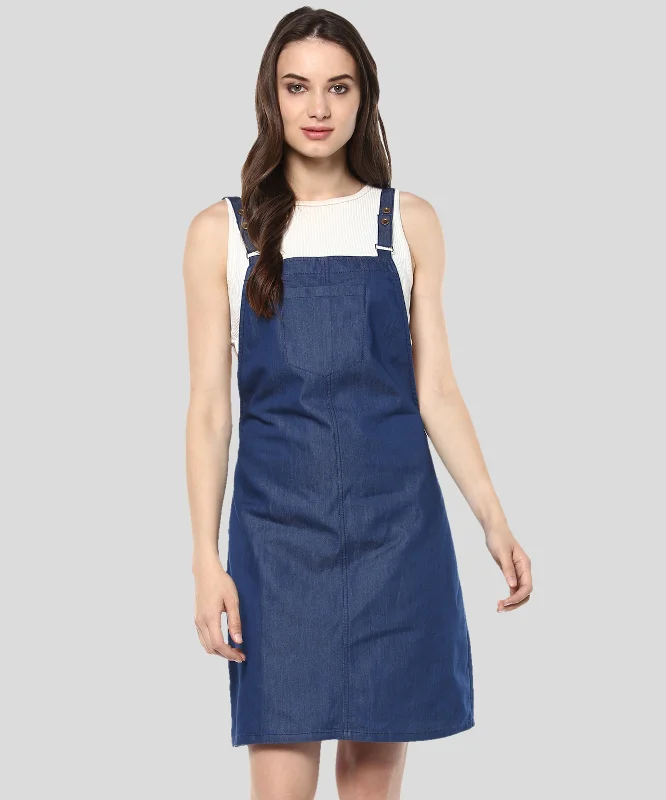 Casual Denim Style Casual Denim Style Women's Denim Dungaree Dress - StyleStone