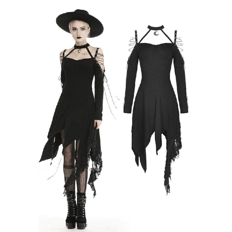Casual Sports Style Casual Sports Style Women's Gothic Off-shoulders Ripped Slip Dresses Casual Sports Style Casual Sports Style Women's Gothic Off-shoulders Ripped Slip Dresses