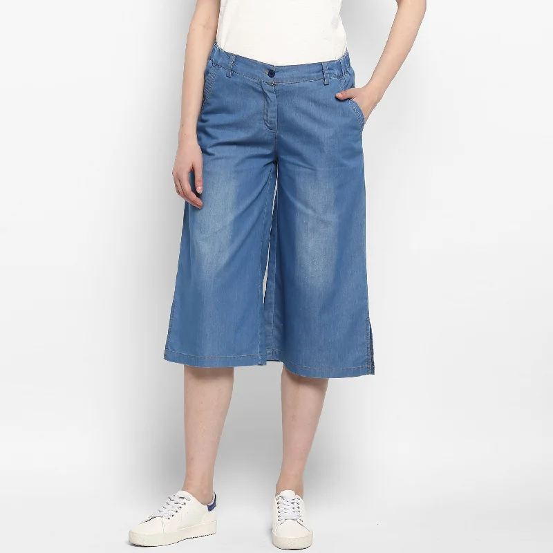 Casual Matching Style Casual Matching Style Women's Light Blue Denim Culotte - StyleStone Casual Matching Style Casual Matching Style Women's Light Blue Denim Culotte - StyleStone