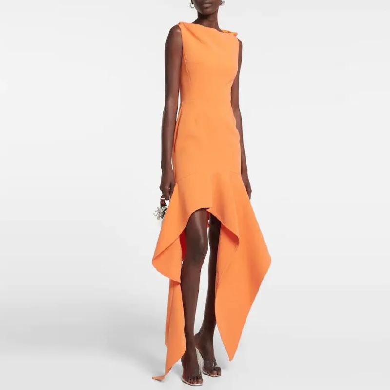 Personalized Graphic Design Personalized Graphic Design Irregular Ruffles High-Low Midi Dress Personalized Graphic Design Personalized Graphic Design Irregular Ruffles High-Low Midi Dress
