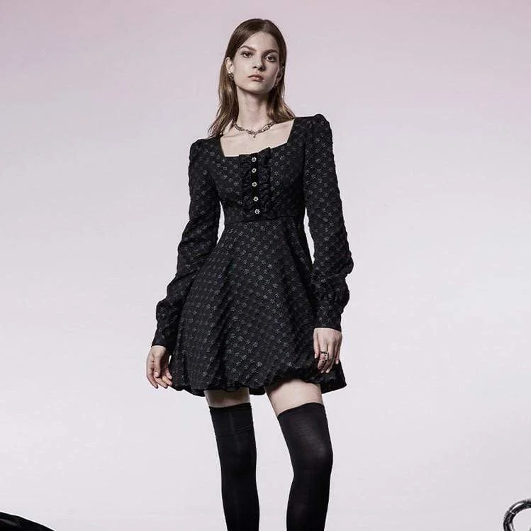 Romantic Chiffon Style Romantic Chiffon Style Women's Grunge Floral Printed Bud Hem Black Dress Romantic Chiffon Style Romantic Chiffon Style Women's Grunge Floral Printed Bud Hem Black Dress
