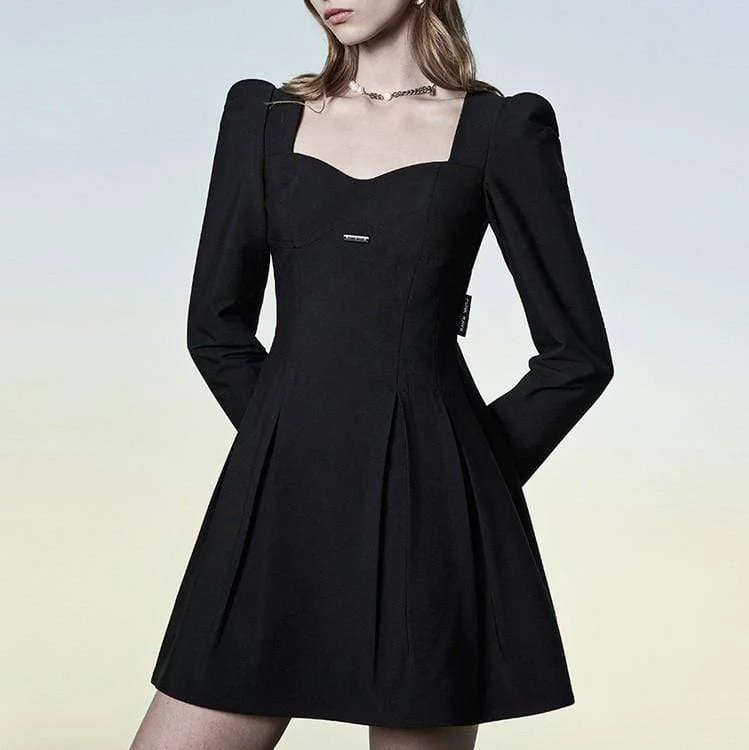 Distinctive Personality Distinctive Personality Women's Grunge Square Collar Pleated Dress Distinctive Personality Distinctive Personality Women's Grunge Square Collar Pleated Dress