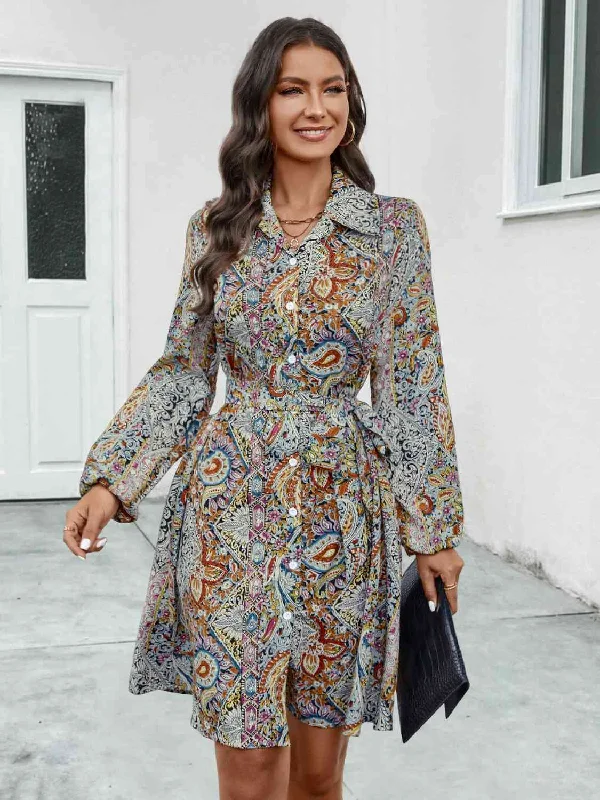 Romantic Floral Design Romantic Floral Design Printed Collared Neck Long Sleeve Dress Romantic Floral Design Romantic Floral Design Printed Collared Neck Long Sleeve Dress
