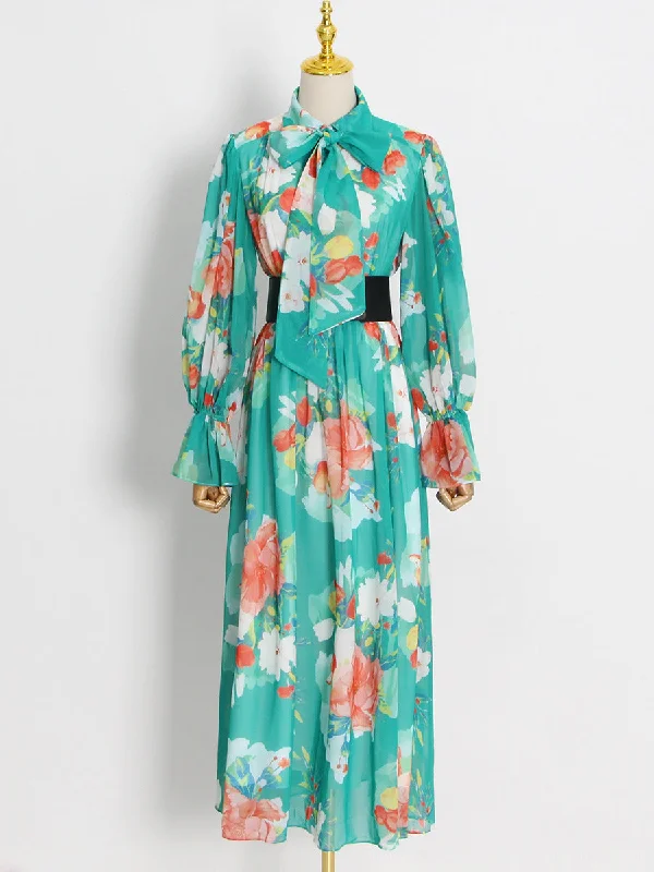 Personalized Street Style Personalized Street Style Floral Collared Bow Tie Midi Dress Personalized Street Style Personalized Street Style Floral Collared Bow Tie Midi Dress