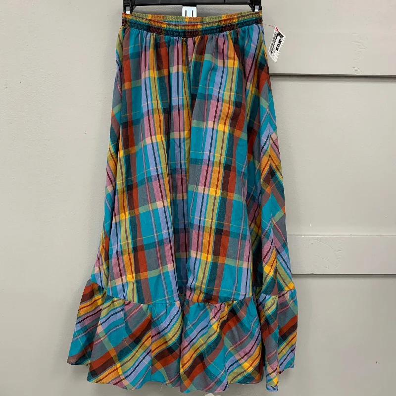 Elegant Long Skirt Style Elegant Long Skirt Style Skirt Midi By EZ Street In Plaid Pattern, Size: L