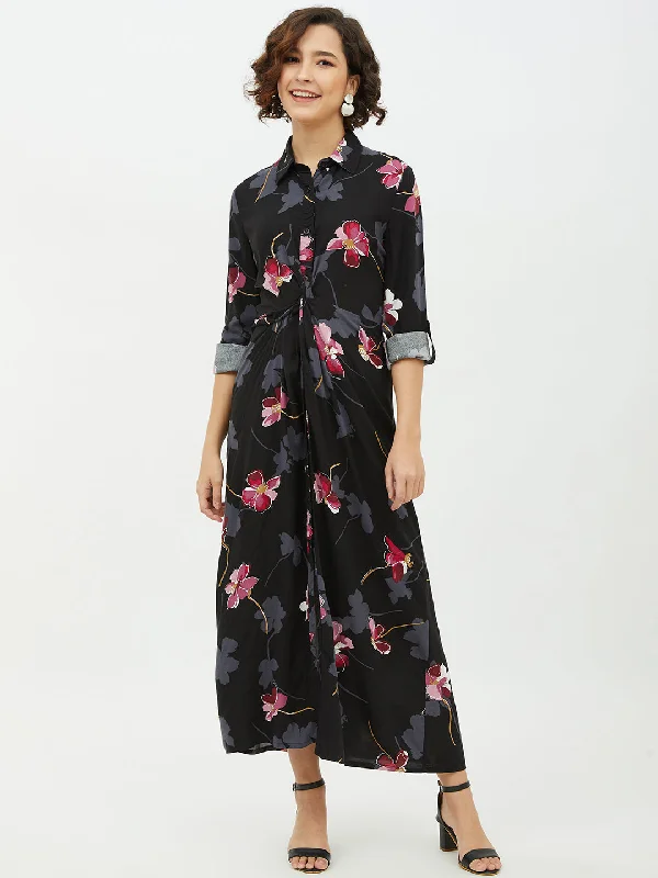 Personalized Art Style Personalized Art Style Women's Floral Print Cotton Long Dress - StyleStone Personalized Art Style Personalized Art Style Women's Floral Print Cotton Long Dress - StyleStone