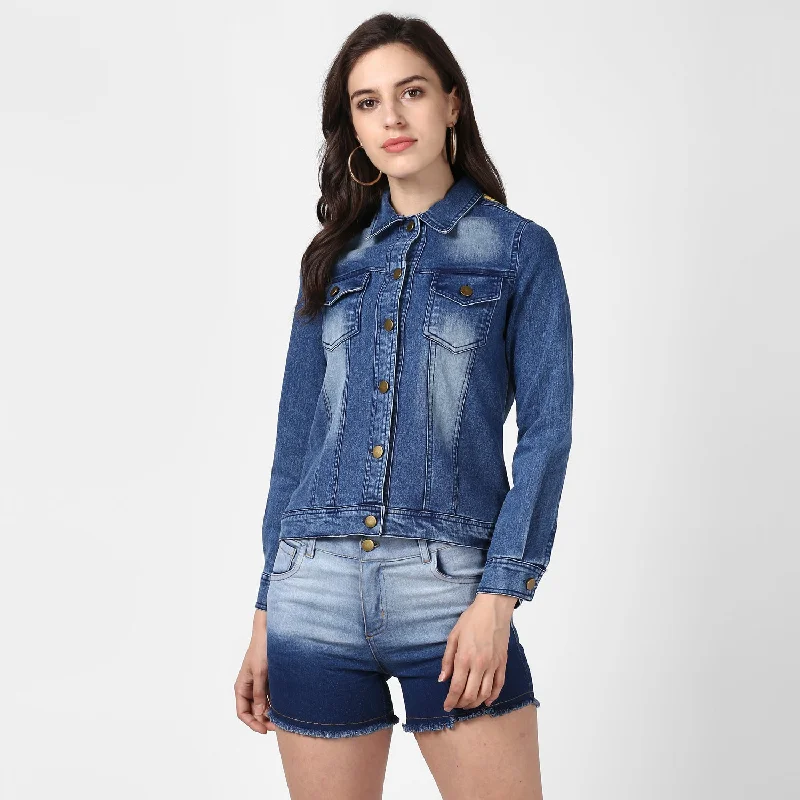Elegant And Unique Design Elegant And Unique Design Women's Hand Painted Denim Jacket -Future - StyleStone Elegant And Unique Design Elegant And Unique Design Women's Hand Painted Denim Jacket -Future - StyleStone