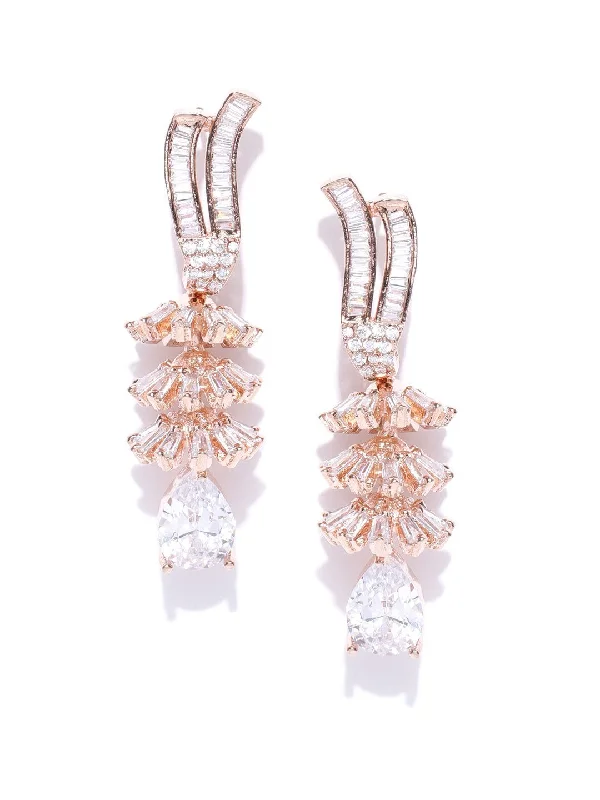 Personalized Independent Style Personalized Independent Style Women's Sparkling Rose Gold American Diamond Drop Earring For Women And Girls - Priyaasi Personalized Independent Style Personalized Independent Style Women's Sparkling Rose Gold American Diamond Drop Earring For Women And Girls - Priyaasi