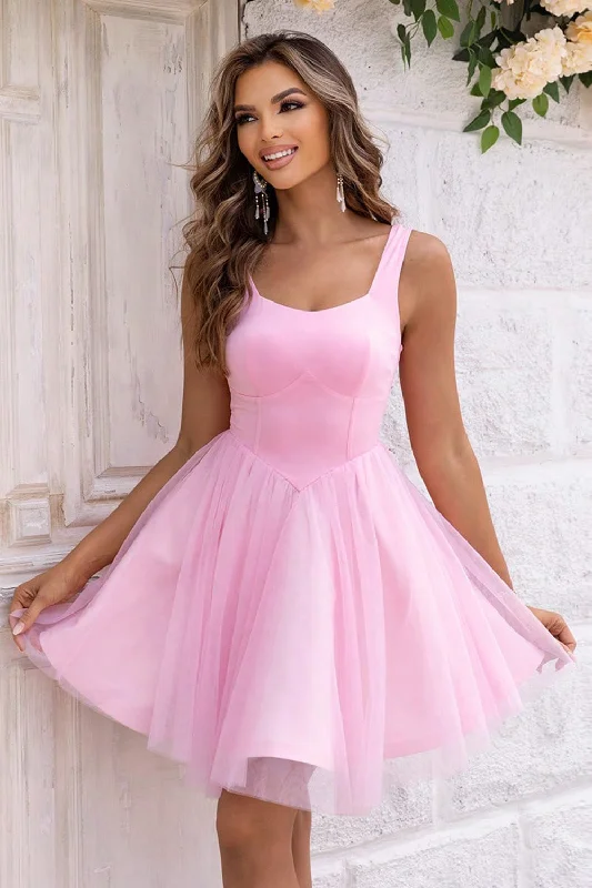 Simple Classic Style Simple Classic Style Wide Strap Mesh Dress