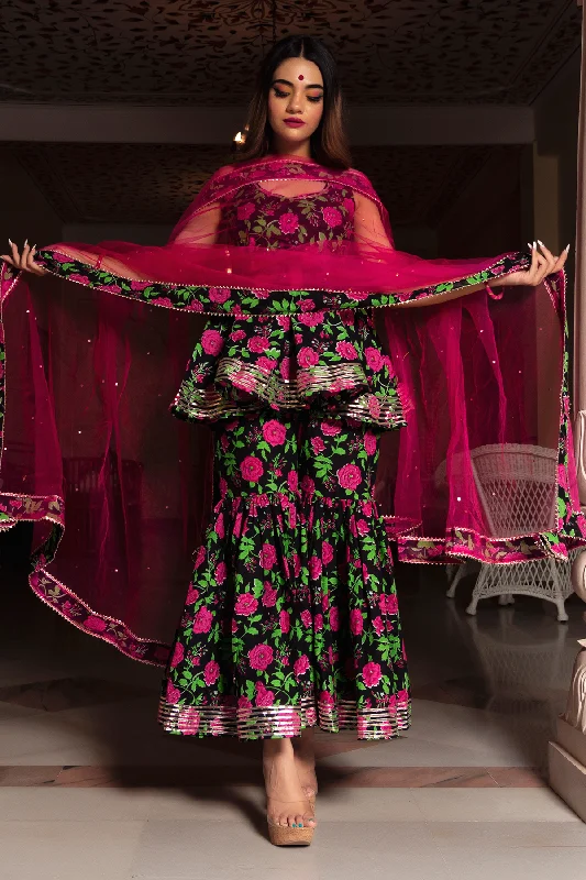 Casual Denim Style Casual Denim Style Women's GULMOHAR COTTON HAND BLOCK SHARARA SET - Pomcha Jaipur Casual Denim Style Casual Denim Style Women's GULMOHAR COTTON HAND BLOCK SHARARA SET - Pomcha Jaipur