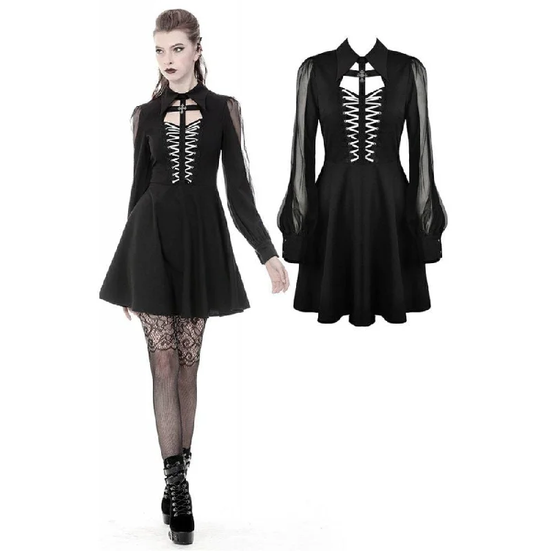 Comfortable Outfits Comfortable Outfits Women's Gothic Long Sleeved Coffin&Cross Front Dresses Comfortable Outfits Comfortable Outfits Women's Gothic Long Sleeved Coffin&Cross Front Dresses