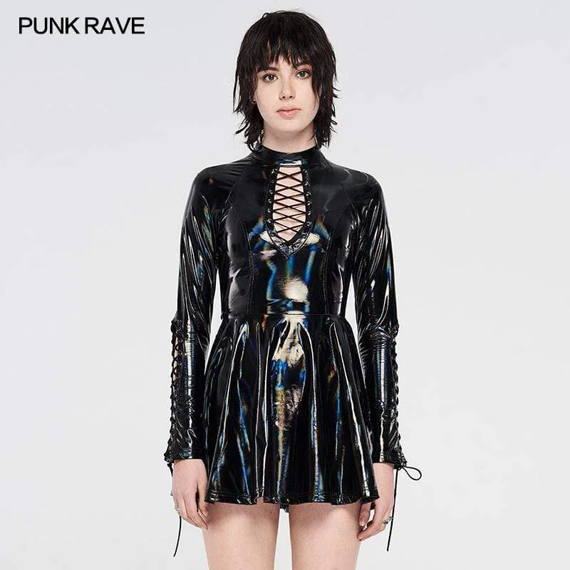 Bold Luxe Style Bold Luxe Style Women's Punk Zipper Cutout Faux Leather Dresses