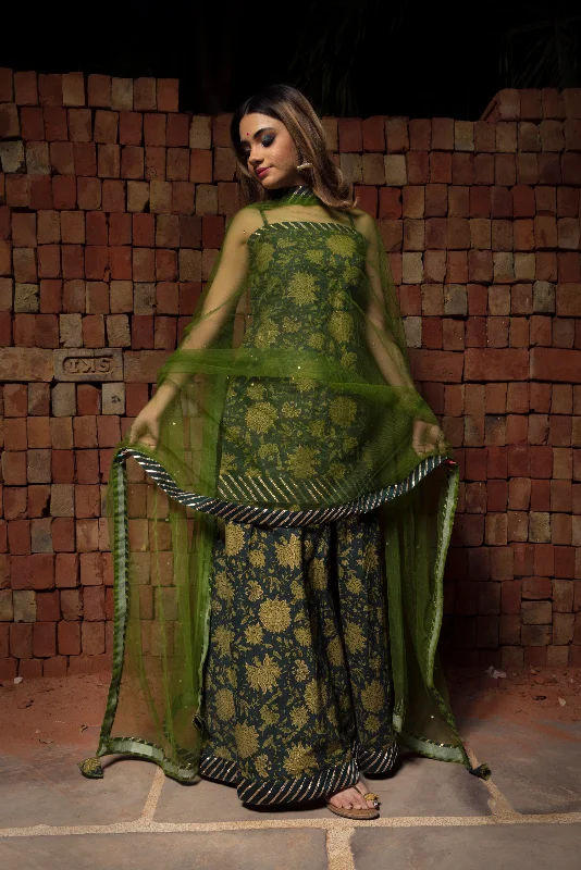 Personalized Text Personalized Text Women's orchid green hand block pure cotton suit set - Pomcha Jaipur Personalized Text Personalized Text Women's orchid green hand block pure cotton suit set - Pomcha Jaipur