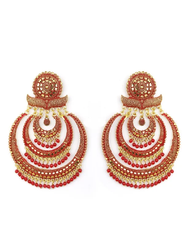 Cozy Wear Cozy Wear Women's Maroon Beads Gold Plated Traditional Drop Earring - Priyaasi Cozy Wear Cozy Wear Women's Maroon Beads Gold Plated Traditional Drop Earring - Priyaasi