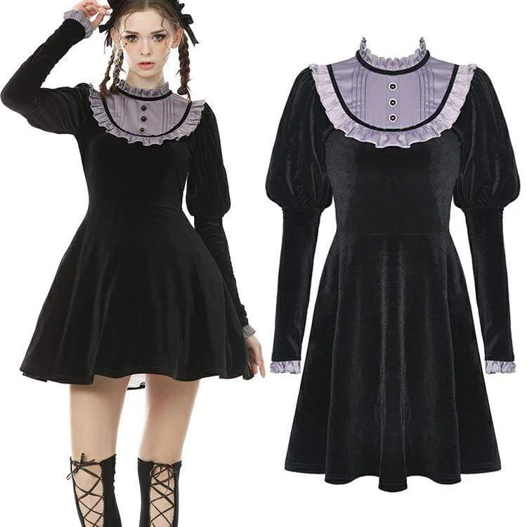 Romantic Skirt Style Romantic Skirt Style Women's Vintage Gothic Puff Sleeved Velet Doll Dresses