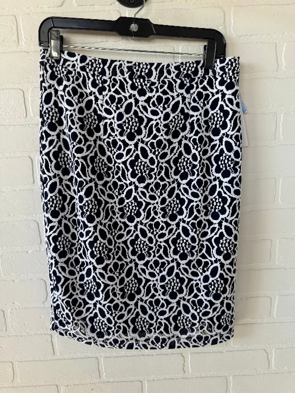 Elegant And Noble Style Elegant And Noble Style Skirt Midi By Eva Mendes In Blue & White, Size: 6 Elegant And Noble Style Elegant And Noble Style Skirt Midi By Eva Mendes In Blue & White, Size: 6