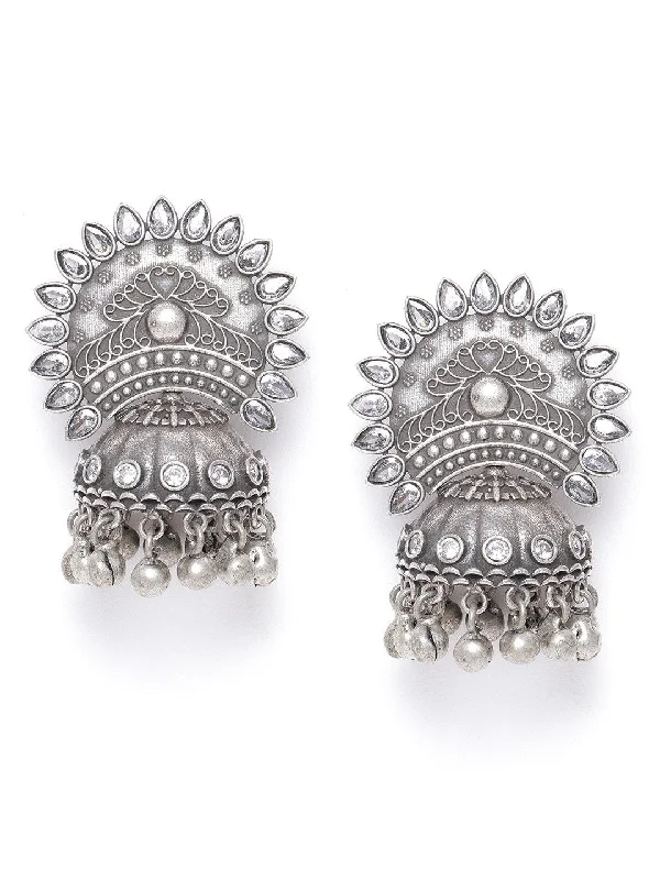 Simple Casual Feeling Simple Casual Feeling Women's Oxidised Silver-Plated Jhumka - Priyaasi Simple Casual Feeling Simple Casual Feeling Women's Oxidised Silver-Plated Jhumka - Priyaasi