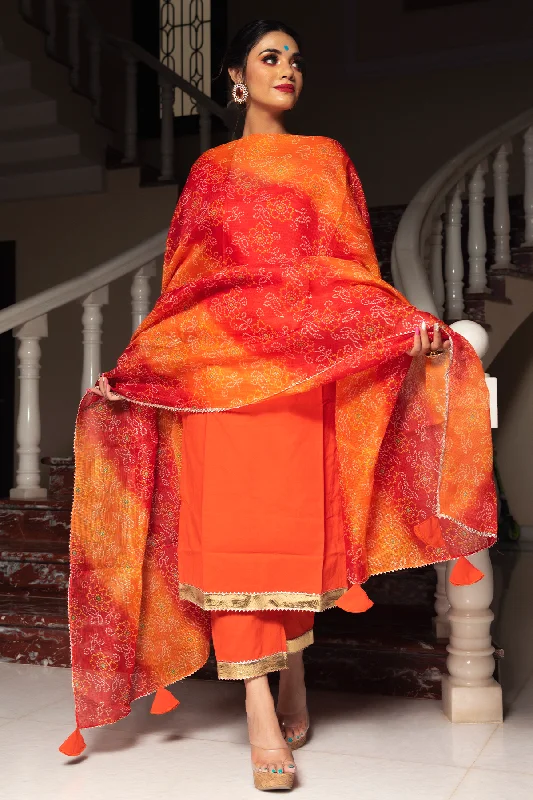 Elegant Small Dress Elegant Small Dress Women's BLOOM ORANGE COTTON SUIT SET - Pomcha Jaipur Elegant Small Dress Elegant Small Dress Women's BLOOM ORANGE COTTON SUIT SET - Pomcha Jaipur