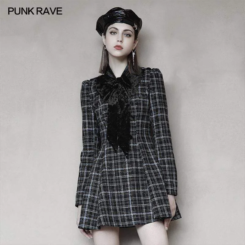 Casual Matching Style Casual Matching Style Women's Grunge Bowknot Plaid Short Dress Casual Matching Style Casual Matching Style Women's Grunge Bowknot Plaid Short Dress