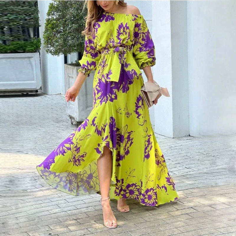 Elegant And Unique Charm Elegant And Unique Charm Print Off Shoulder Long Sleeve Maxi Dress Elegant And Unique Charm Elegant And Unique Charm Print Off Shoulder Long Sleeve Maxi Dress