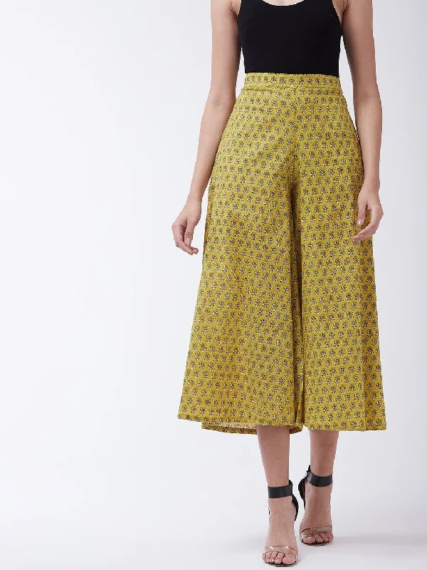 Casual Light Style Casual Light Style Women's Yellow Floral Print Palazo - InWeave