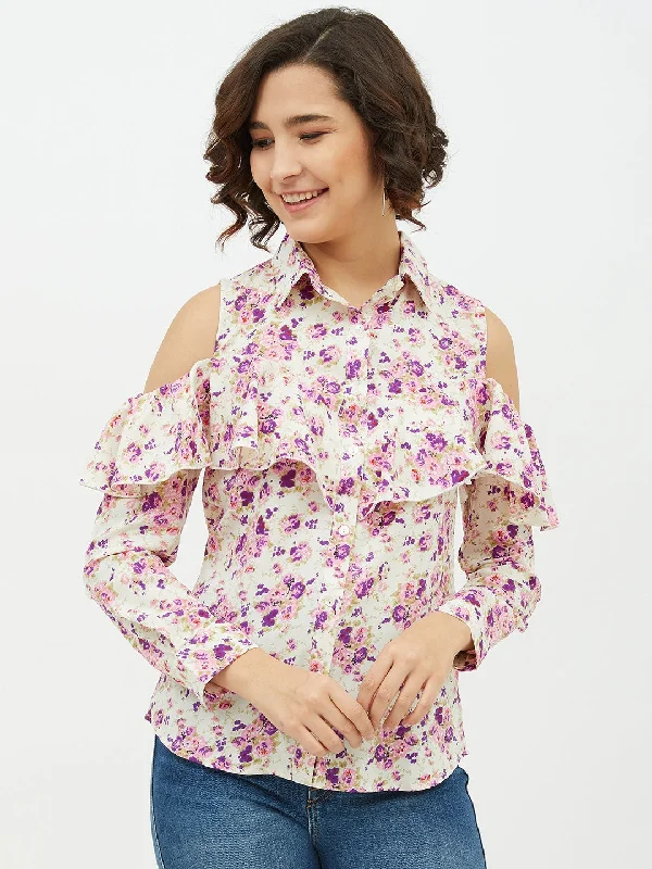 Urban Wear Trends Urban Wear Trends Women's Floral Cold Shoulder Shirt - StyleStone