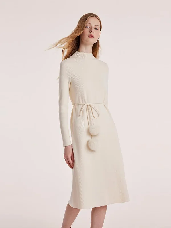 Casual And Relaxed Style Casual And Relaxed Style Tencel Wool Dress With Belt