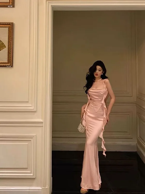 Rock Street Items Rock Street Items Sexy Mermaid Straps Neckline Backless Satin Pink Slit Prom Dresses Birthday Outfits S5448 Rock Street Items Rock Street Items Sexy Mermaid Straps Neckline Backless Satin Pink Slit Prom Dresses Birthday Outfits S5448