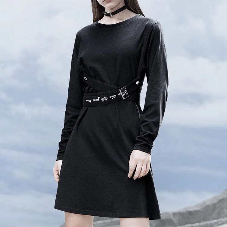 Urban Wear Trends Urban Wear Trends Women's Gothic Long Sleeved Letter Belts Dresses Urban Wear Trends Urban Wear Trends Women's Gothic Long Sleeved Letter Belts Dresses