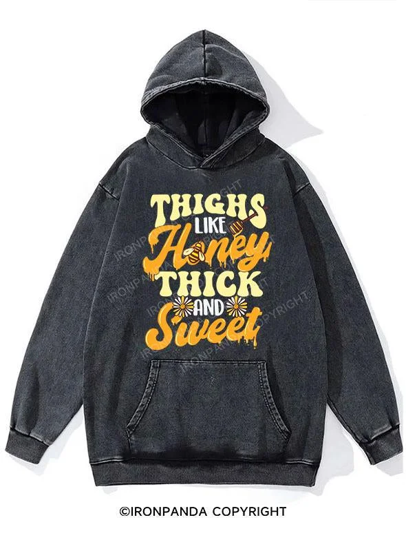 Romantic Floral Design Romantic Floral Design Thighs Like Honey Thick And Sweet WASHED GYM HOODIE