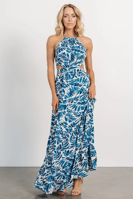 Simple Daily Wear Simple Daily Wear Brett Halter Maxi Dress | Cobalt Print
