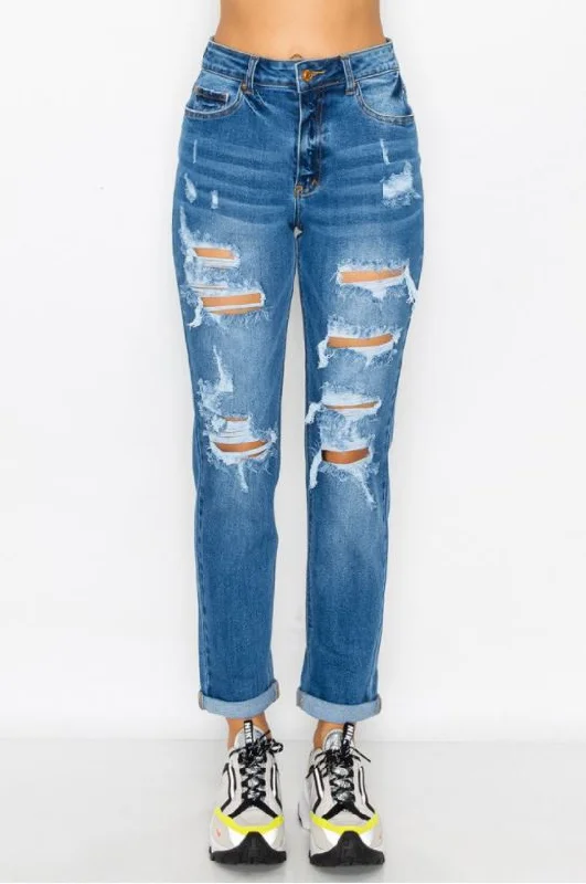 Urban Wear Trends Urban Wear Trends DESTROYED CUFF BOYFRIEND JEANS